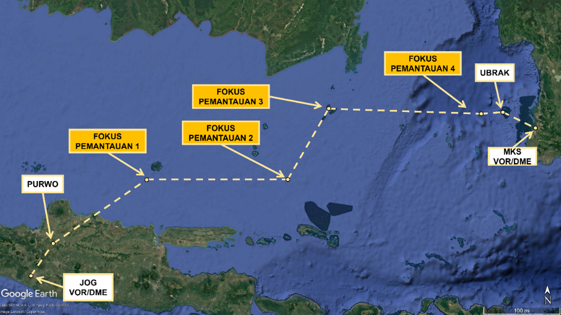 Rute PK-THT berdasarkan flight plan